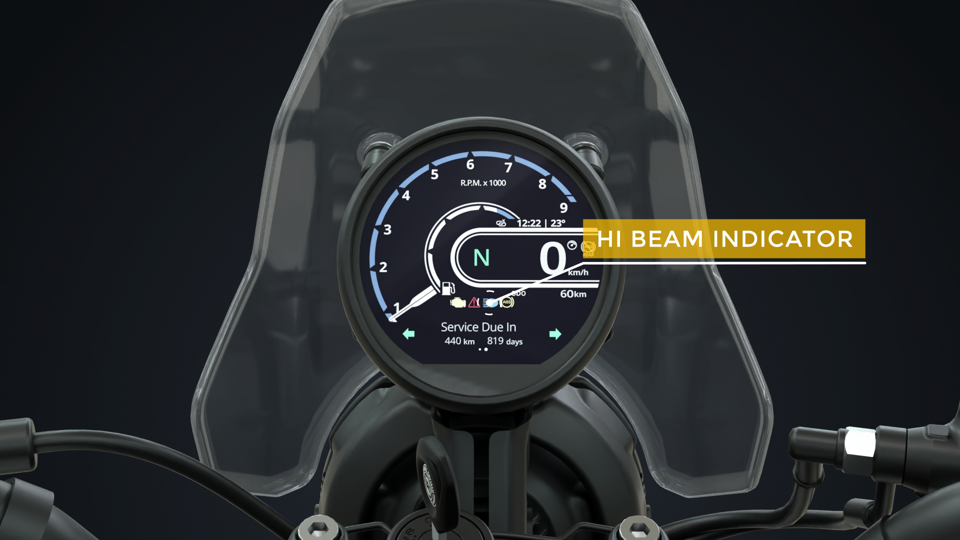 New Royal Enfield Himalayan 450 Bike – Hi Beam Indicator