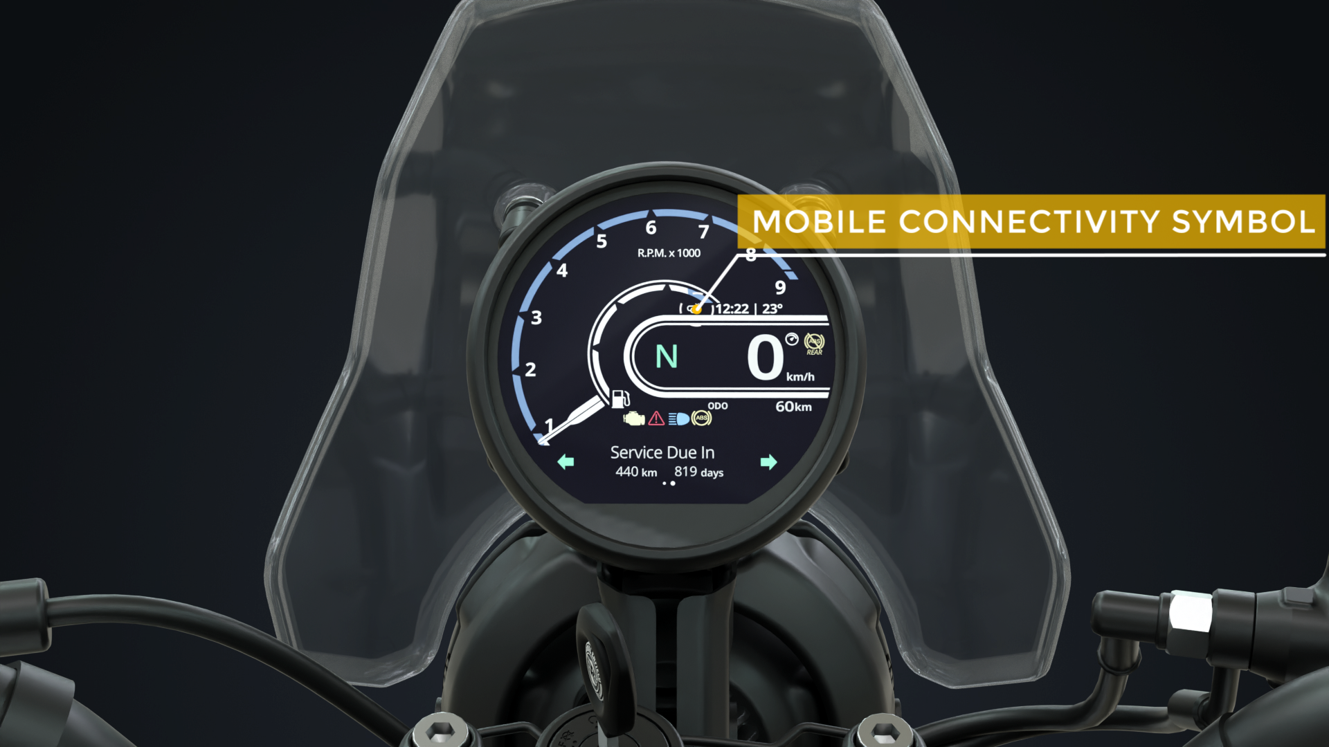 New Royal Enfield Himalayan 450 Bike – Mobile Connectivity Symbol
