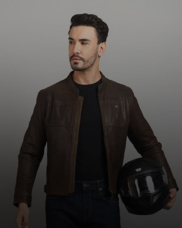 Classic Leather Riding Jacket - Brown